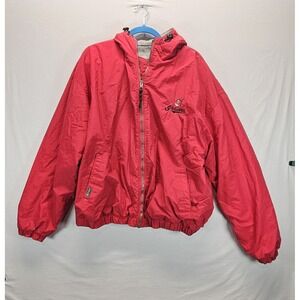 Vintage 90s Cleveland Indians Jacket XL Red Lined Windbreaker Hooded MLB